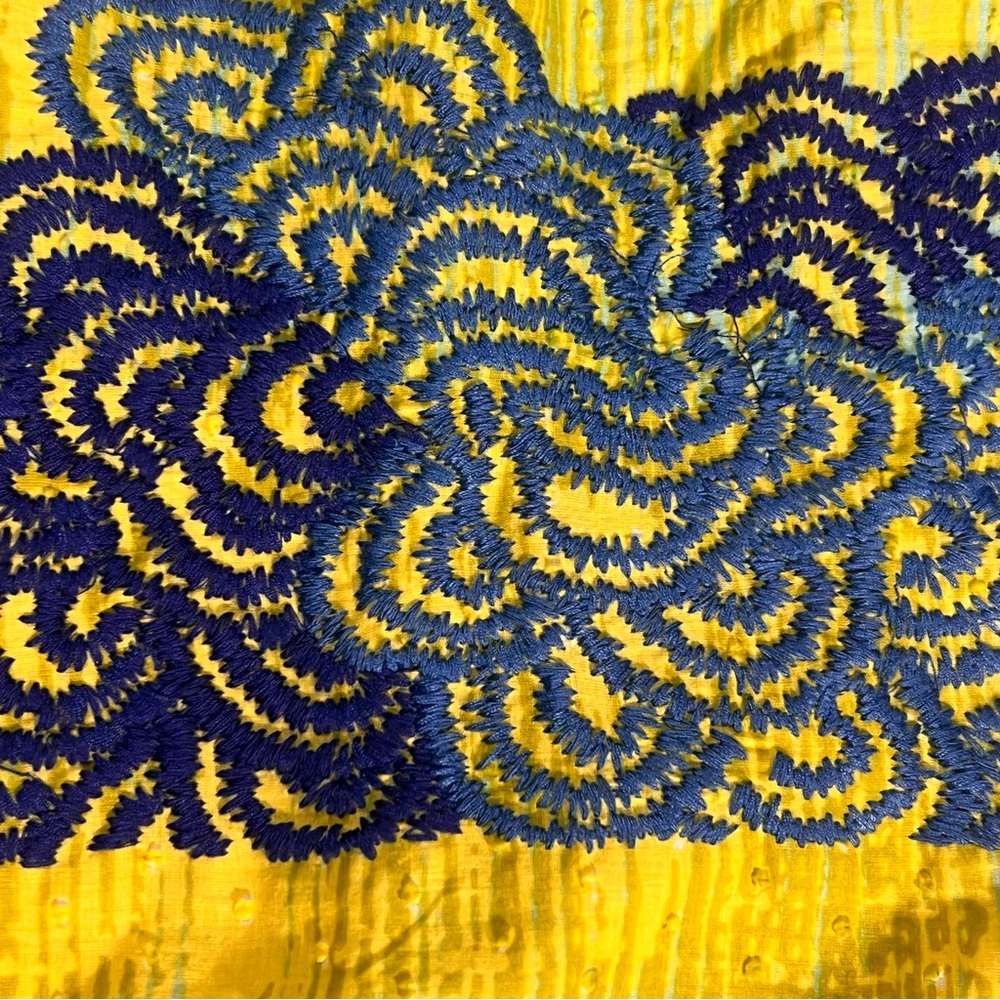 Tabitha Neon Chartreuse Azure Scroll Shift Dress … - image 6